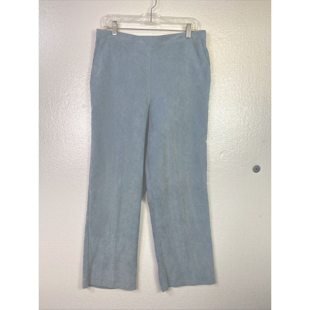 Alfred Dunner Corduroy Pants Size 14 Ankle Womens Blue Pull on Pockets Easy care